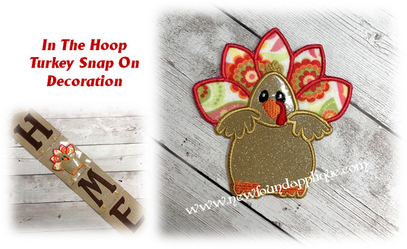 In The Hoop Turkey Snap On Decoration Embroidery Machine Design