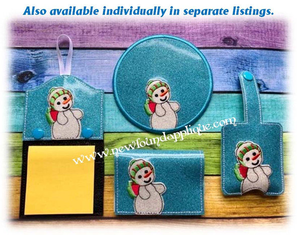 In The Hoop Snowman Office Embroidery Machine Design Set