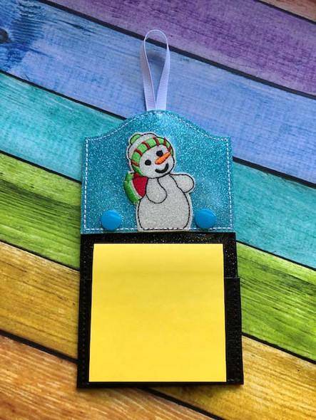 In The Hoop Snowman Sticky Note Holder Embroidery Machine Design