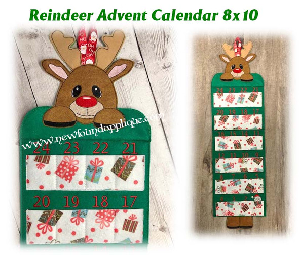 In The Hoop Reindeer Advent Calendar Embroidery Machine Design