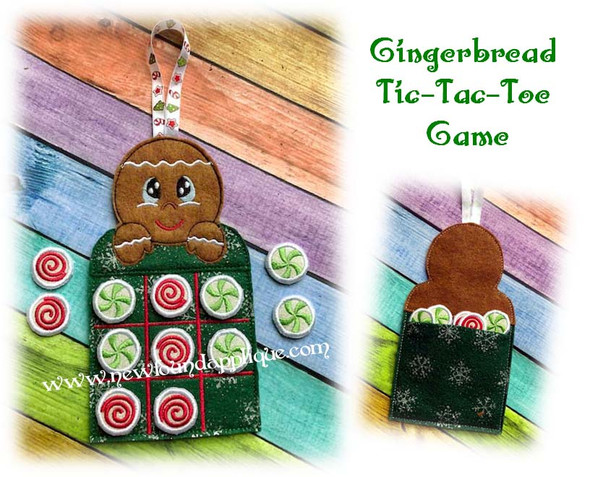 In The Hoop Gingerbread Tic-Tac-Toe Game Embroidery Machine Design