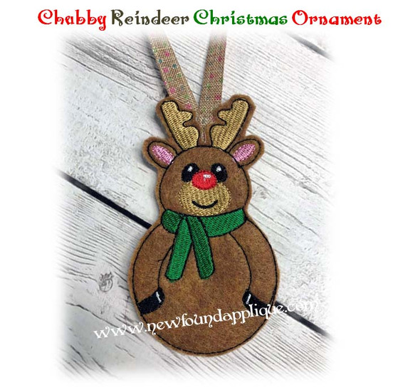 NFA Chubby Reindeer Ornament Embroidery Machine Design