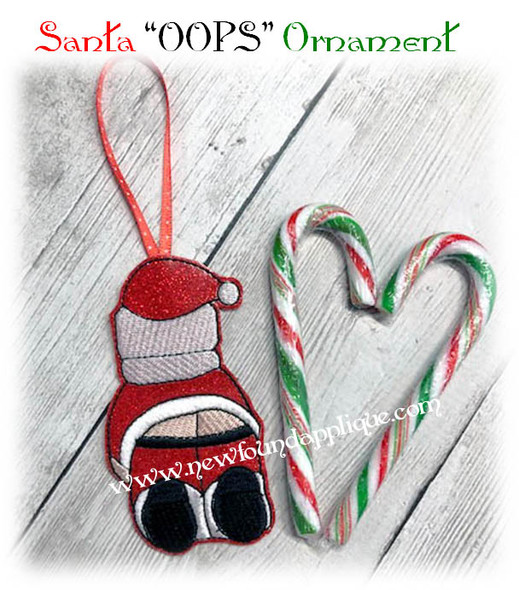 In The Hoop Santa OOPS Chrismtas Tree Ornament Embroidery Machine Design
