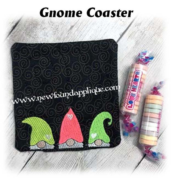 In The Hoop Gnome Coaster Embroidery Machine Design