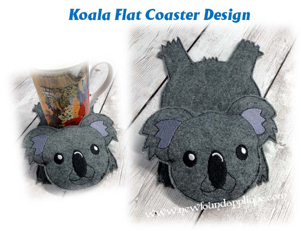 In The Hoop Koala Flat Coaster Embroidery Machine Design