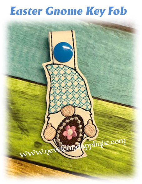 In The Hoop Easter Gnome Key Fob Embroidery Machine Design