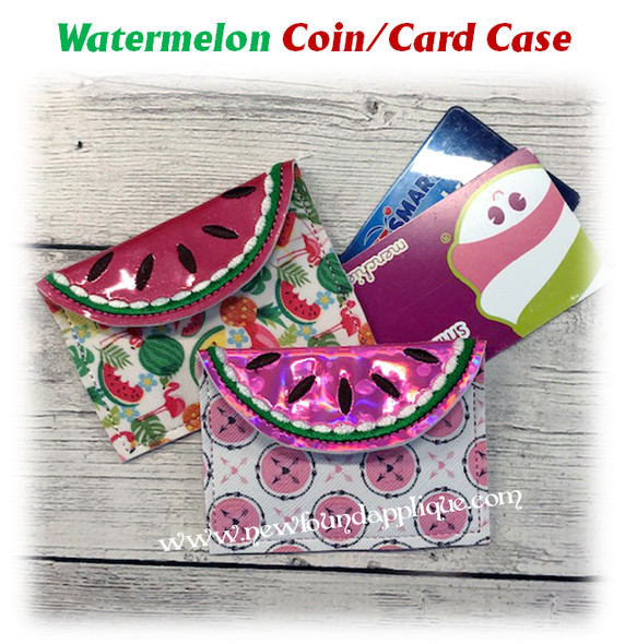 In The Hoop Watermelon Slice Coin Card Case Embroidery Machine design