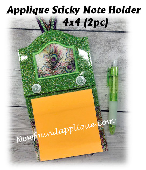 In The Hoop Applique Sticky Note Holder 4x4 Embroidery Machine Design
