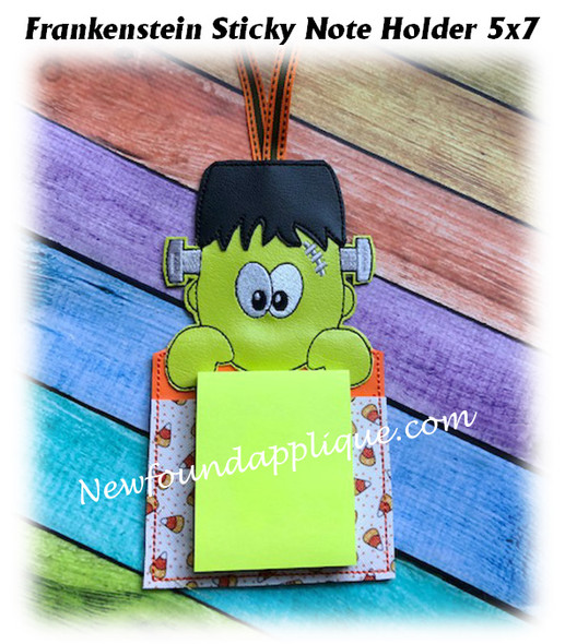 In The Hoop Frankenstein Sticky Note Holder Embroidery Machine Design