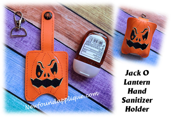 In The Hoop Jack O Lantern Hand Sanitizer Holder Embroidery Machine Design