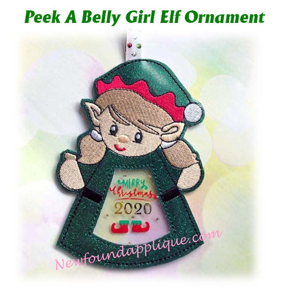 In The Hoop Peek A Belly Elf Girl Ornament Embroidery Machine Design