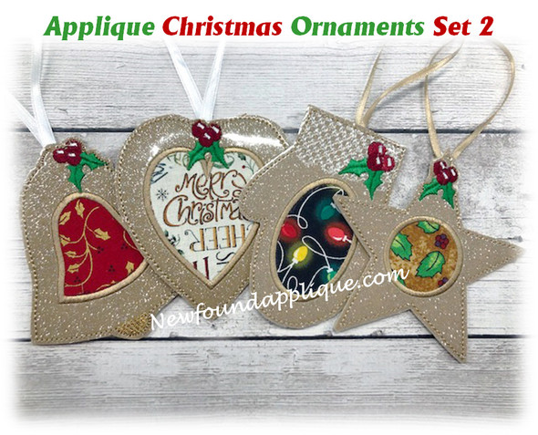 In The Hoop Applique Ornament Embroidery Machine Design Set 2