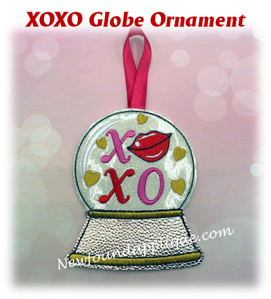 In The Hoop XOXO Globe Ornament Embroidery Machine Design