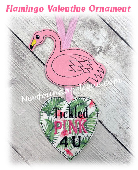 In The Hoop Flamingo Valentine Ornament Embroidery Machine Design