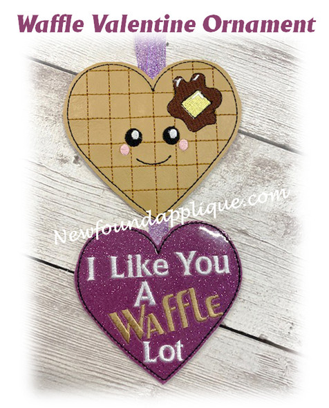 In The Hoop Waffle Valentine Ornament Embroidery Machine Design