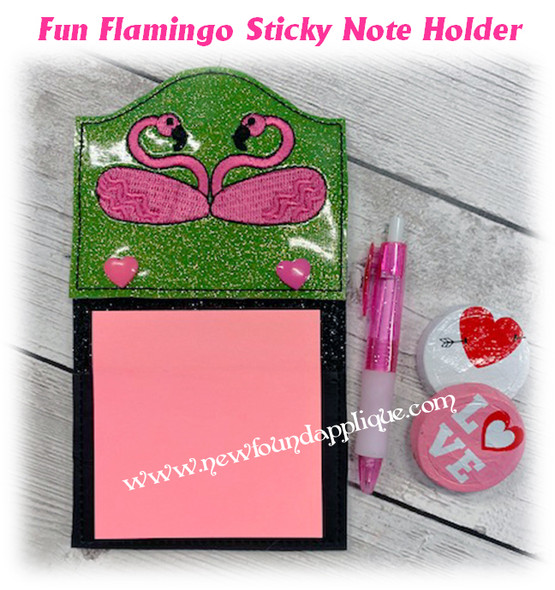 In The Hoop Flamingo Sticky Note Holder Embroidery Machine Design