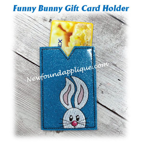 In The Hoop Funny Bunny Gift Card Holder Embroidery Machine Design