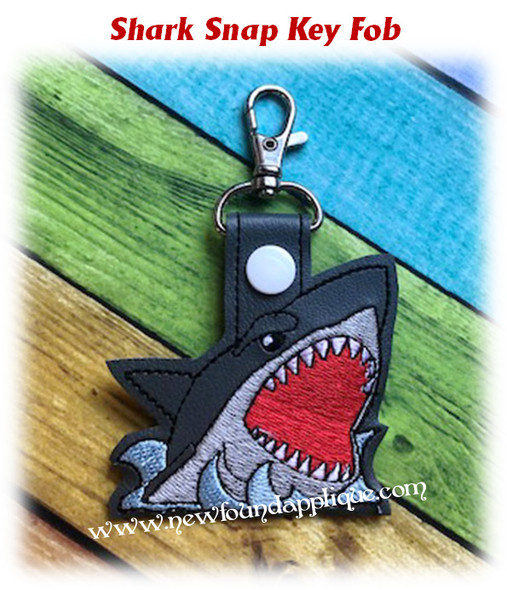 In The Hoop Shark Key Fob Embroidery Machine Design