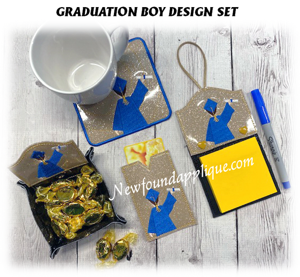 In The hoop Graduation Boy Embroidery Design Set