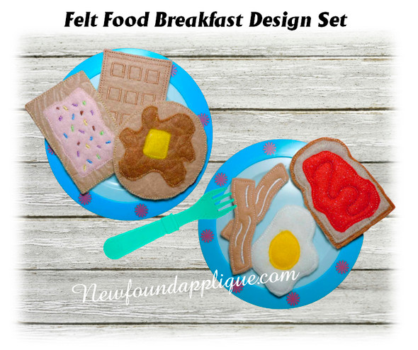 In The Hoop Felt Play Breakfast Food Embroidery Machine Design Set