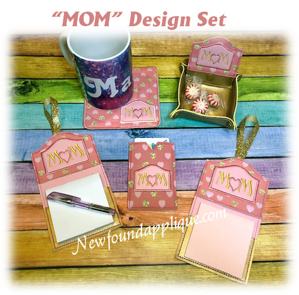 In The Hoop MOM with Heart Embroidery Machine Design Set