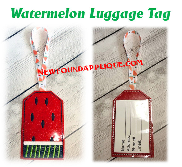 In The Hoop Watermelon Luggage Tag Embroidery Machine design