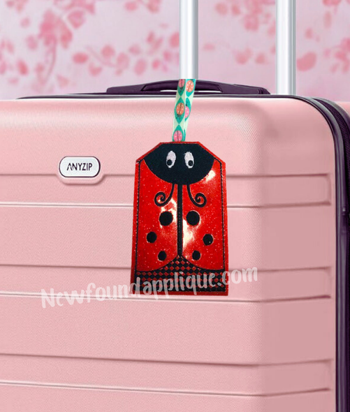 In The Hoop Lady Bug Luggage Tag Embroidery Machine Design