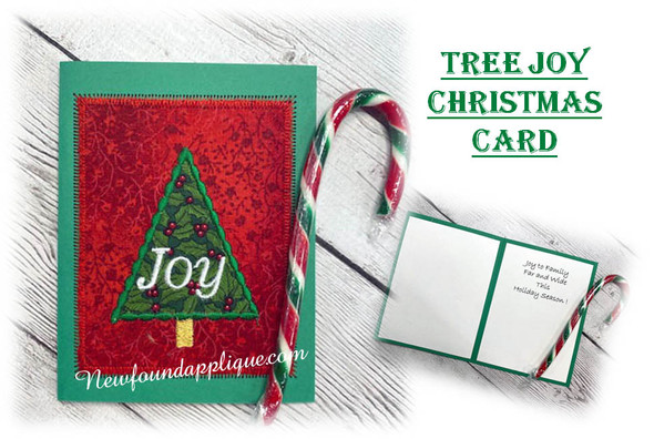 In The Hoop Tree Joy Christmas Card Embroidery Machine Design