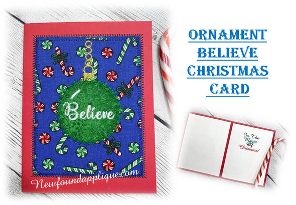 In The Hoop Ornament Believe Christmas Card Embroidery Machine Design In The Hoop Ornament Believe Christmas Card Embroidery Machine Design