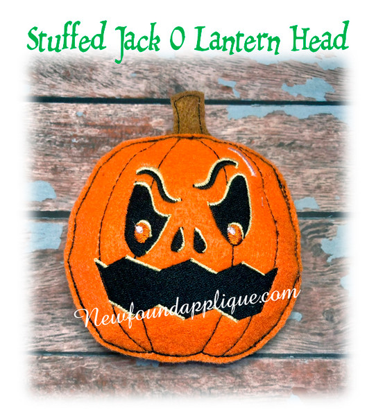 In The Hoop Stuffed Jack O Lantern Head Embroidery Machine Design