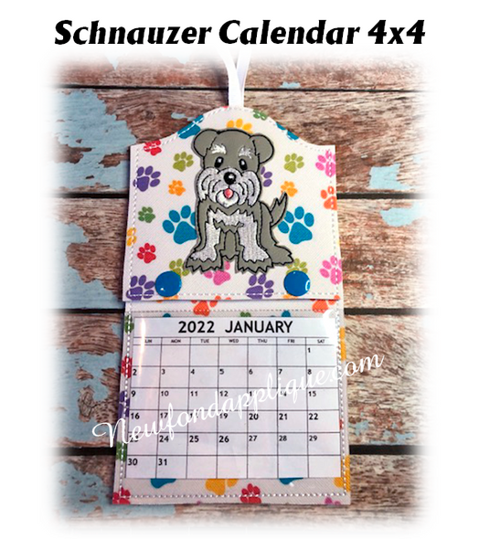 In The Hoop Schnauzer Calendar 4x4 Embroidery Machine Design