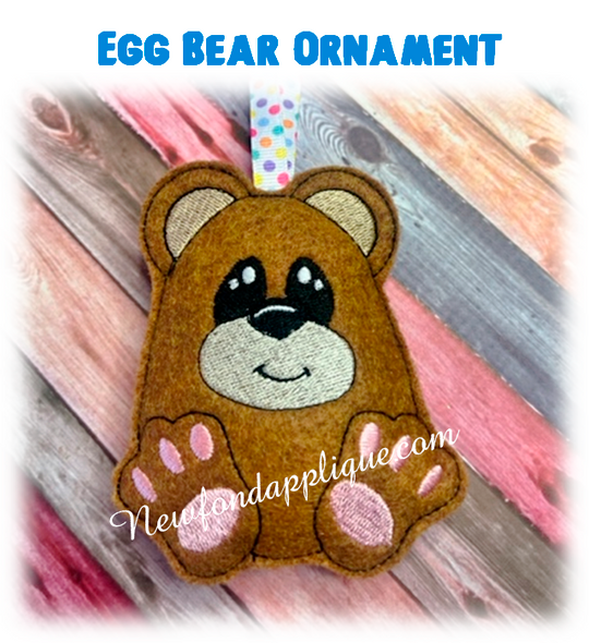 In The Hoop Egg Bear Ornament Embroidery Machine Design