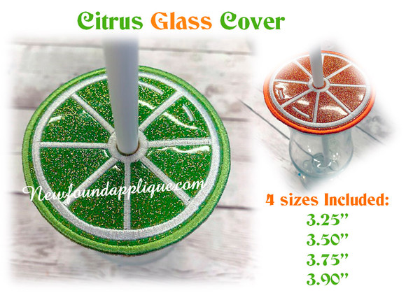 In The Hoop Citrus Glass Cover Embroidery Machine Design