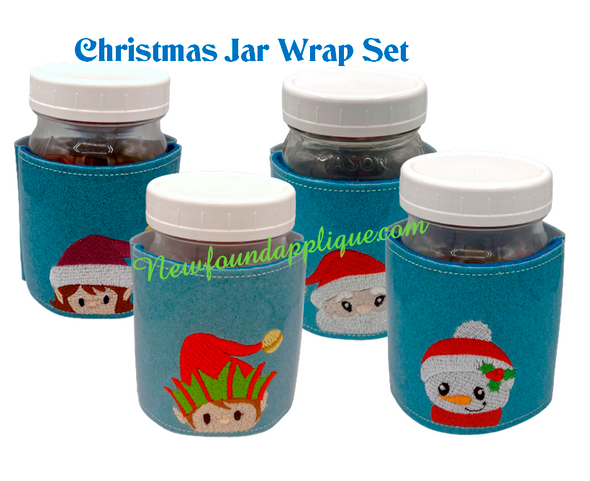 In The Hoop Christmas Jar Wrap Embroidery Machine Design Set