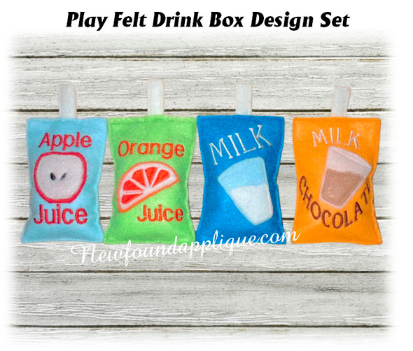 In The Hoop Felt food Drink Box Embroidery Machine Design Set