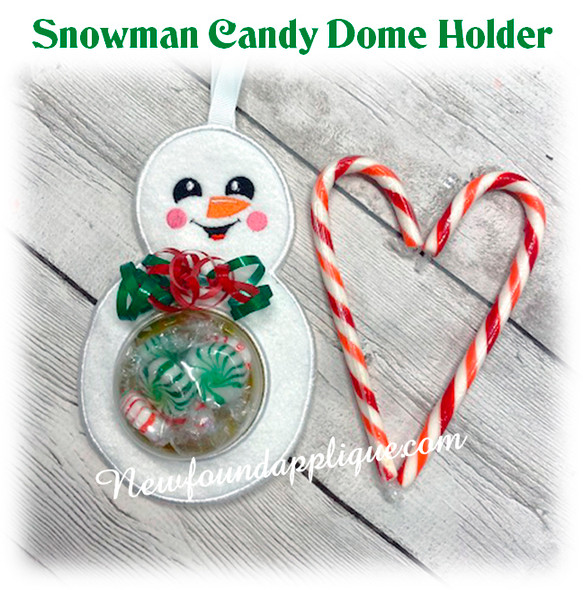 In The Hoop Snowman Candy Dome Holder Embroidery Machine Design