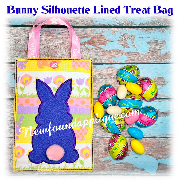 ITH Bunny Silhouette Lined Treat Bag Embroidery Machine Design