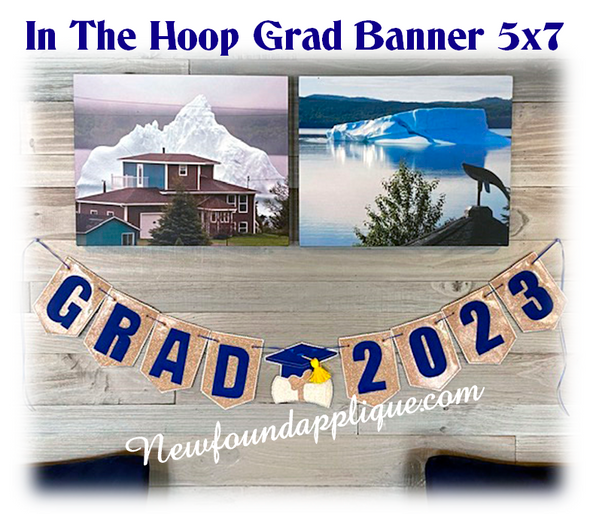 In The Hoop Grad Banner Embroidery Machine Design Set