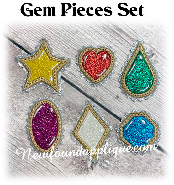 In The Hoop Gem Pieces Embroidery Machine Design Set