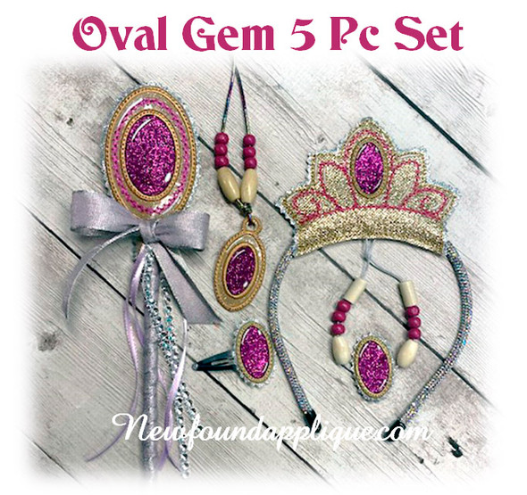 In The Hoop Oval Gem Embroidery Machine Design Set