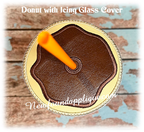 In The Hoop Donut with Chocolate Icing Glass Cover embroidery Machine Design