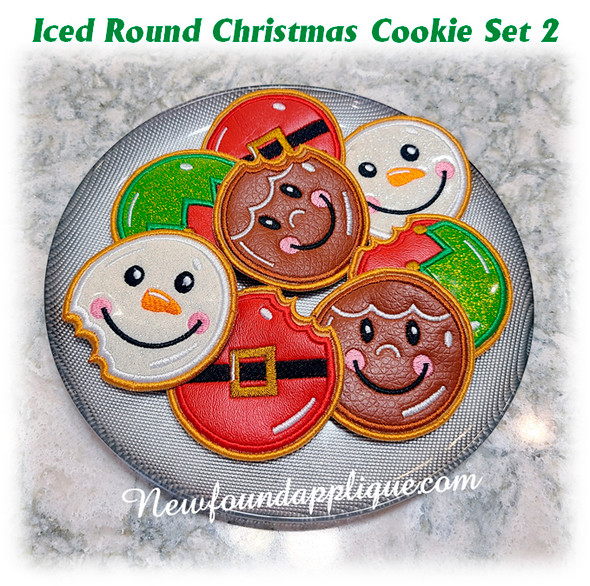 In The Hoop Round Iced Christmas Cookies Embroidery Machine Design Set 2 In The Hoop Round Iced Christmas Cookies Embroidery Machine Design Set 2
