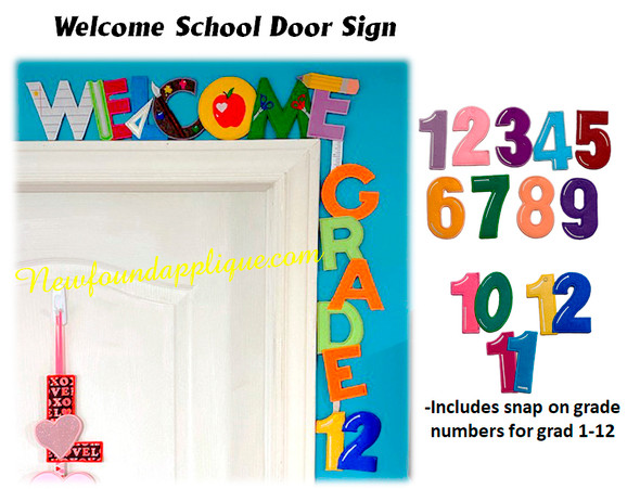 In The Hoop Welcome School Door Sign Embroidery Machine Design