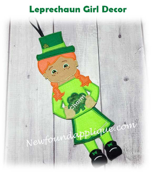 In the Hoop Girl Leprechaun Decor Embroidery Machine Design