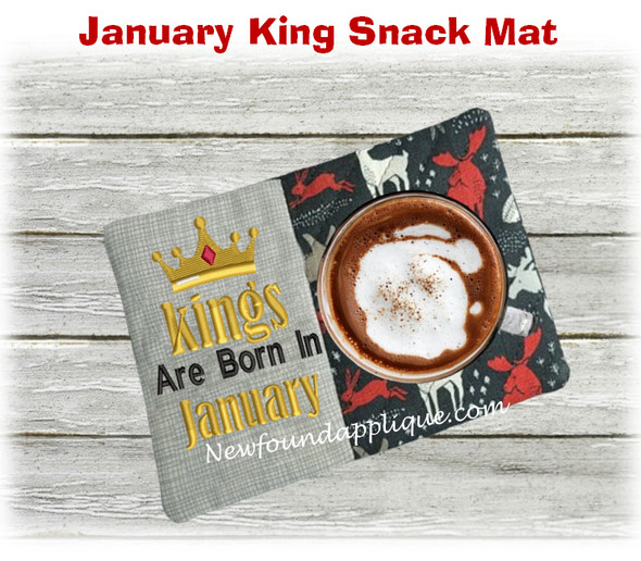 In The Hoop January King Snack Mat Embroidery Machine Design