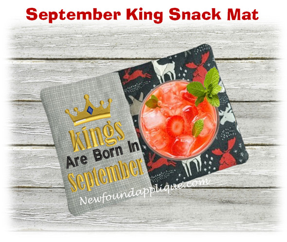 In The Hoop September King  Snack Mat Embroidery Machine Design