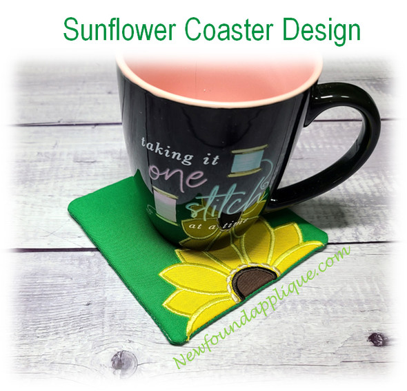 In The Hoop Sunflower Coaster Embroidery Machine Design