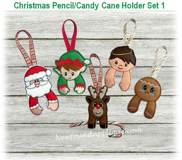 ITH Christmas Pencil/Candy Holder Set 1 Embroidery Machine Designs