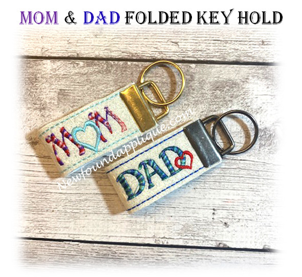 ITH Mom & Dad Folded Key Holder Embroidery Machine Design Set