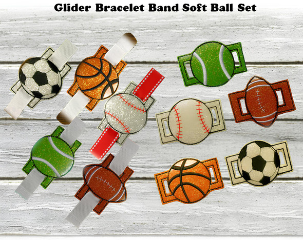 In The Hoop Sports Ball Bracelet Slider Embroidery Machine Design Set